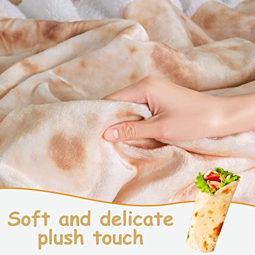 LBRO2M Sherpa Burritos Tortilla Blanket 71 inches,Super Soft Fuzzy Plush Warm Cozy Fluffy Microfiber Flannel Fleece Couch Throw,Double Sided Giant Novelty Realistic Food Blankets (Beige)