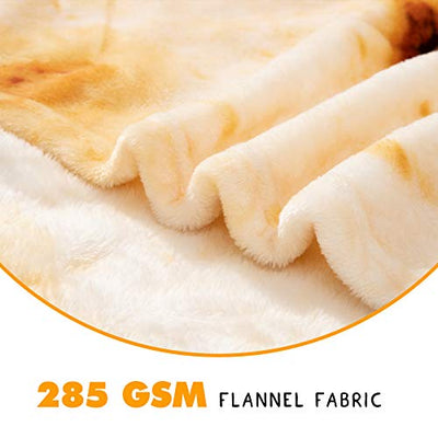 CASOFU Tortilla Blanket, Double Sided Burritos Giant Flour Tortilla Throw Blanket, Novelty Tortilla Blanket for Your Family, 285 GSM Soft and Comfortable Flannel Taco Blanket. (Beige, 71 inches)