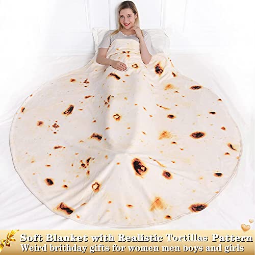 Jorbest Burritos Tortillas Blanket for Adults and Kids, Double Sided Funny Food Blanket, Novelty Funny Gifts for Women Men Teens, 285 GSM Soft Flannel Taco Blanket, 60 inches Yellow