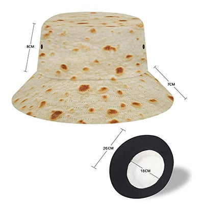 Burrito Tortilla Taco Bucket Hat for Women Food Novelty Fisherman Cap Funny Sun Hat for Men Hats for Teens Summer Outdoor Beach
