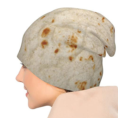 ERTMU Burritos Tortilla Yellow Beanie Hat Knit Cap for Women Men Slouchy Beanie Cap Winter Knit Hat Skull Cap Chemo Hat Unisex