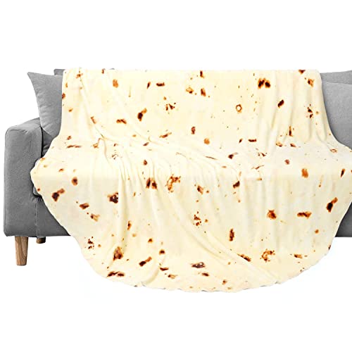 60 In Burrito Tortilla Blanket Bed Throw Adult Size Cozy Plush Blanket for Bedroom Sofa Flannel Blanket Christmas Gift for Teen Kids (Burrito 60")