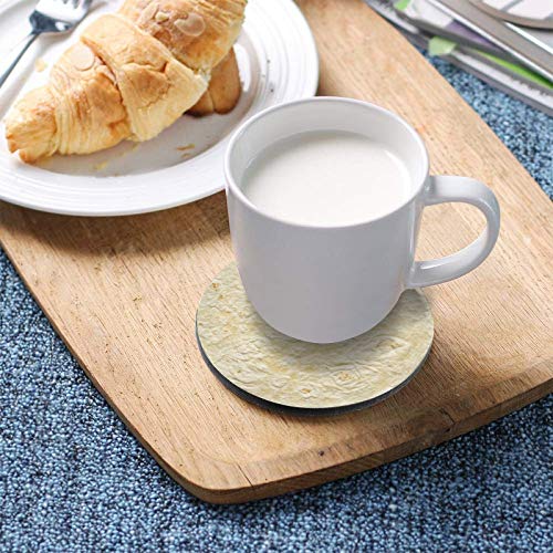 Tarity Tortilla Coasters for Drinks Fall Resistant Coasters Set of 4 Pcs Wood Coasters with Cork Base Drink Coasters for Wooden Table Protection Heat-Resistant Cup Mats Gift for Housewarming