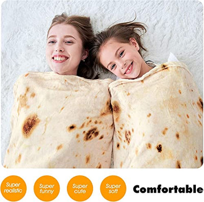 CASOFU Tortilla Blanket, Double Sided Burritos Giant Flour Tortilla Throw Blanket, Novelty Tortilla Blanket for Your Family, 285 GSM Soft and Comfortable Flannel Taco Blanket. (Beige, 71 inches)