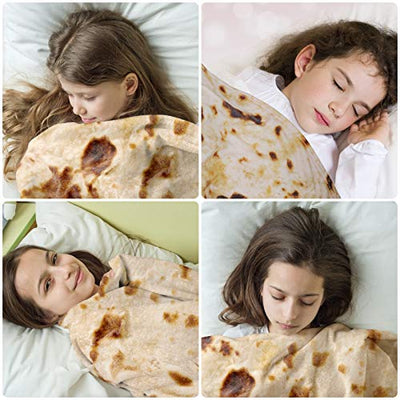 Admitrack Tortilla Wrap Blanket,Burritos Round Wrap Blanket,Tortilla Throw Blanket,Funny Realistic Food Round Blanket,Novelty Burritos Throw Blanket for Adults&Kids