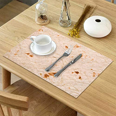 Queen Area Burritos Tortilla Placemats Set of 6 for Dining Table Washable Burlap Linen Placemat Non-Slip Heat Tolerant Kitchen Table Mats Easy to Clean Novelty Food Burrito