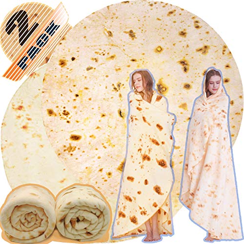 INNOCEDEAR 2 Pack Tortilla Blanket, Flour Tortilla Throw Blankets,Best Soft Novelty Giant Round Blanket for Adults or Kids. (Style 1, 71inches)