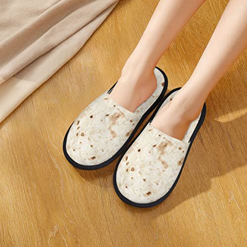 Giant Flour Tortilla Taco Furry Slippers Cozy Non-Slip Indoor Outdoor Gifts For Teenager Man Women Large