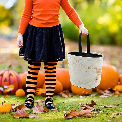 Giant Flour Tortilla Taco Halloween Bucket Trick Or Treat Tote Candy Basket for Kids Halloween Party Home Decorations