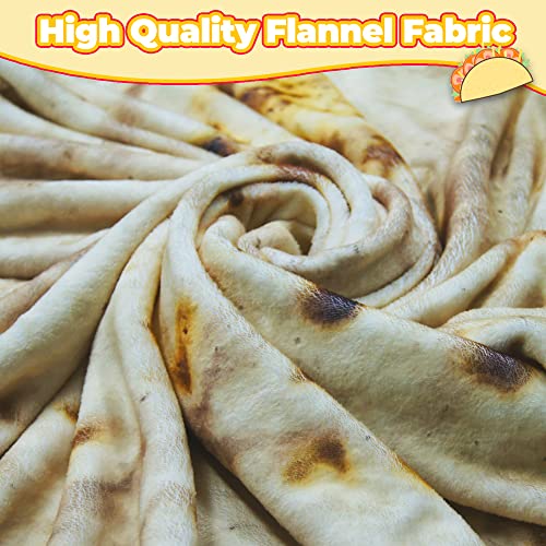 HDFK Tortilla Blanet Realistic Food Fleece Blanket Adult Size Kids Size Cheese Fluffy Throw Blanket Flannel Blanket Funny Novelty Gift 60"