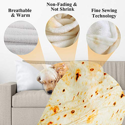 Kids Tortilla Blanket, Tortilla Kids Blanket, Taco Blanket Throw for Kids Boy Girl, 49 Inches Food Blanket Funny Gifts for Dog Cat, Soft and Comfortable Flannel Blanket for Bed, Couch or Travel