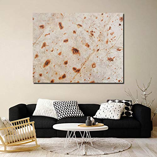 Canvas Print Wall Art for Office/Livingroom/Bedroom Creative Food Pizza Flour Tortilla Burrito Abstract Wall Art Stretched and Framed Bathroom Decor 24x32in