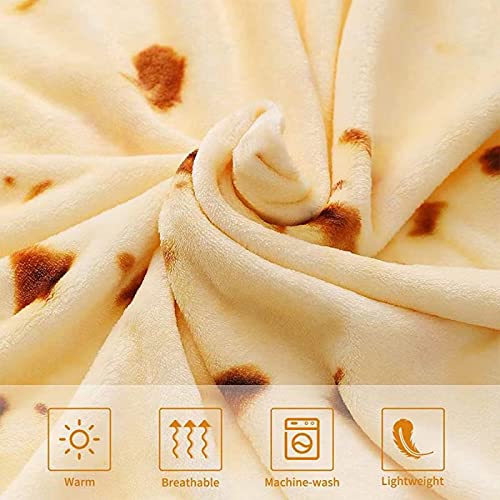 Burrito Tortilla Blanket Double Sided 47 inches for Kids, 280 GSM Cozy Flannel Fabric Novelty Giant Food Throw Blanket