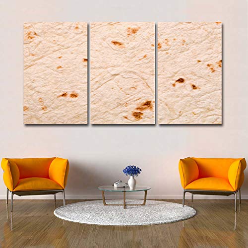 DOME-SPACE Framed Canvas Wall Art Tortilla Thin Armenian Lavash White Bread Baked Cereal Living Room, Bedroom Canvas Prints for Home Decoration Ready to Hanging - 12"x16"x3 Panels