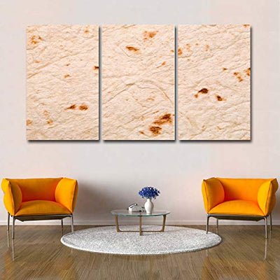 DOME-SPACE Framed Canvas Wall Art Tortilla Thin Armenian Lavash White Bread Baked Cereal Living Room, Bedroom Canvas Prints for Home Decoration Ready to Hanging - 12"x16"x3 Panels
