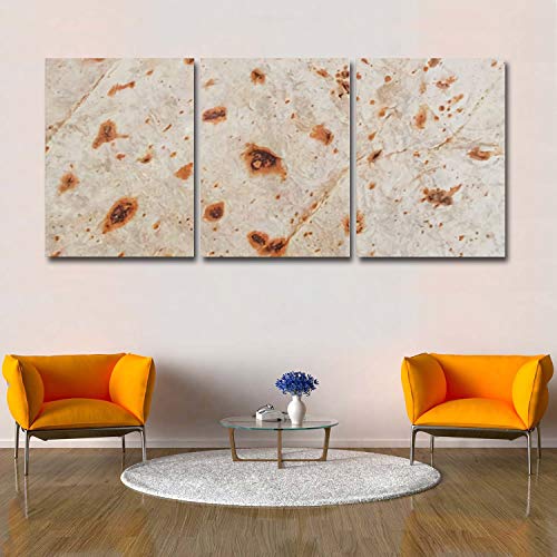 3 Pieces Canvas Print Wall Art for Office/Livingroom/Bedroom Creative Food Pizza Flour Tortilla Burrito Stretched and Framed Modern Giclee Artwork Wall Decor 24x36inx3