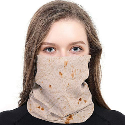 Burritos Tortilla Texture Bandana Cycling Balaclavas Face Covers Scarf for Men Women, Food Flour Tortilla Yellow