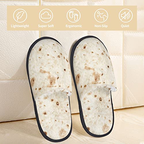Giant Flour Tortilla Taco Furry Slippers Cozy Non-Slip Indoor Outdoor Gifts For Teenager Man Women Large