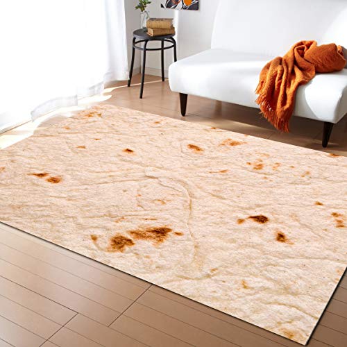 Indoor Area Rugs, Burrito Tortilla Taco Corn Cake Food Non-Slip Rectangle Accent Area Rug for Bedroom Living Room Kids Room Play Room 5'x8'