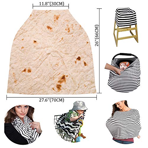 Nursing Cover Burritos Tortilla Breastfeeding Scarf, Stretchy Car Seat Cover for Babies, Shopping Cart/High Chair/Stroller Covers, Baby Shower Gifts, Novelty Food Burrito