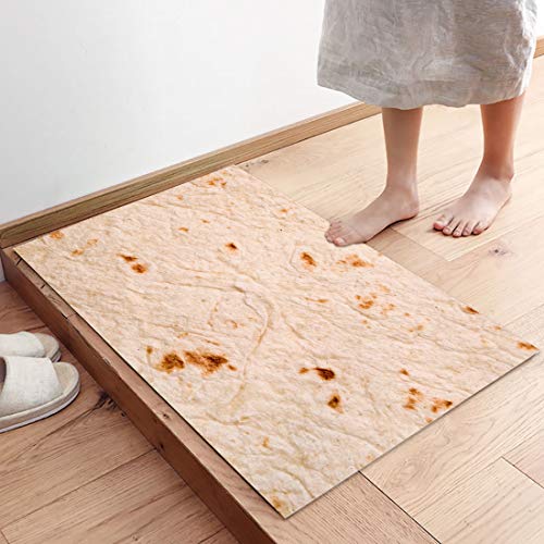Queen Area 2 Pieces Kitchen Rugs and Mats Set Tortilla Thin Armenian Lavash White Bread Baked Cereal Non-Slip Kitchen Mats and Rugs for Kitchen, Floor Home, Office, Sink, Laundry