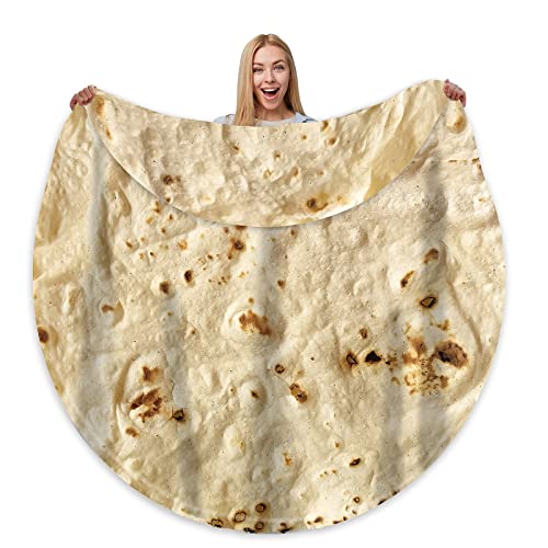 Tortilla Blanket Adult Size Giant Double Sided for Kids Funny Realistic Food Personalized Throw Blanket Novelty Gift for Everyone 300 GSM Soft Flannel 60 inches Yellow