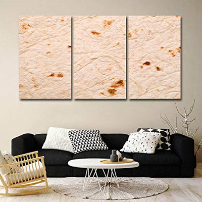 DOME-SPACE Framed Canvas Wall Art Tortilla Thin Armenian Lavash White Bread Baked Cereal Living Room, Bedroom Canvas Prints for Home Decoration Ready to Hanging - 12"x16"x3 Panels