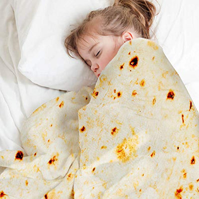 Kids Tortilla Blanket, Tortilla Kids Blanket, Taco Blanket Throw for Kids Boy Girl, 49 Inches Food Blanket Funny Gifts for Dog Cat, Soft and Comfortable Flannel Blanket for Bed, Couch or Travel