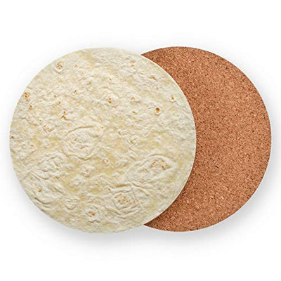 Tarity Tortilla Coasters for Drinks Fall Resistant Coasters Set of 4 Pcs Wood Coasters with Cork Base Drink Coasters for Wooden Table Protection Heat-Resistant Cup Mats Gift for Housewarming