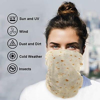 MNSRUU Neck Gaiter Portable Neck Cover Man Woman Tortilla Burrito Balaclava Face Cover Scarf For Winter Warmer