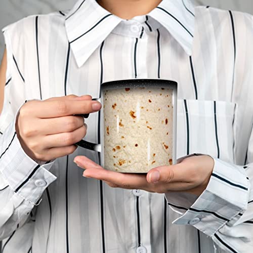 Funny Burritos Tortilla Insulated Coffee Mug With Handle,Discoloration Ceramic Coffee Cups Easy To Use,Reusable Tea Kettle For Home Office