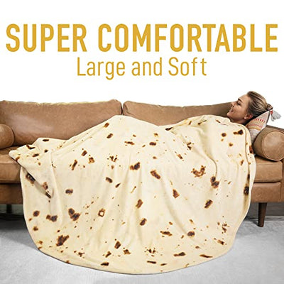 Zulay (60-80 inches) Giant Double Sided Tortilla Blanket - Novelty Big Tortilla Blanket for Adult and Kids - Premium Soft Flannel Round Tortilla Blanket for Indoors, Outdoors, Travel, Home and More