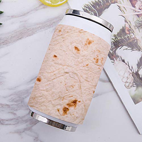 Burritos Tortilla Stainless Steel Vacuum Insulated Tumbler, Double Wall Insulated Travel Mug with Splash-Proof Lid and Straw 400 ml, Novelty Food Burrito
