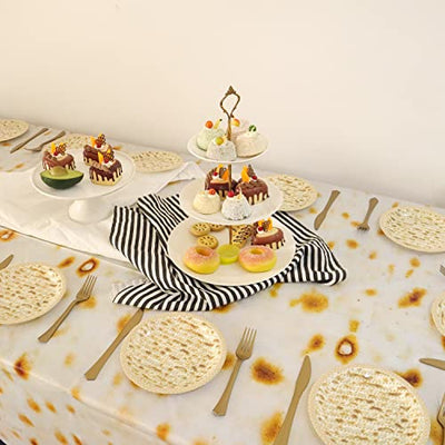 Pandecor Burritos Tortilla Disposable Plastic Tablecloth, 54" X 108" Rectangle Waterproof Matzah Table Cover Decorations for Pesach Passover (1 Piece)