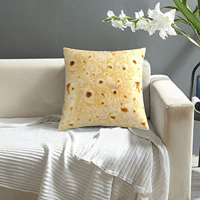 BLUBLU Cute Throw Pillow Cover 18"X18", Double Side Design Bolster Pillowcase, Decorative Cushion Pillow Case for Car Sofa (Mexico Taco Burrito)