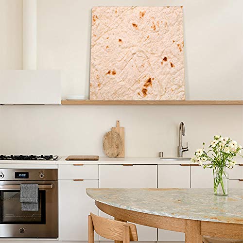 Eelivero Wooden Framed Canvas Prints Wall Art, Tortilla Thin Armenian Lavash White Bread Baked Cereal Modern Decorative Painting Poster Pictures Artwork for Living Room Bedroom Kitchen Bathroom