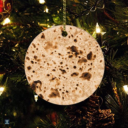 Ornament Funny Realistic Food 3" Ceramic Christmas Ornament Burritos Tortilla Ceramics Ornaments for Woman Friend Birthday for Christmas Tree Decoration Xmas Party Decorations