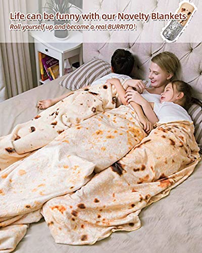 RAINBEAN 71IN Burritos Double Sided Blankets Adult Size, Tortilla Blanket for Kids, Cool Stuff Gifts for Man and Boys , Novelty Food Wrap Blanket, Taco Blankets for Birthday Gifts White Elephant