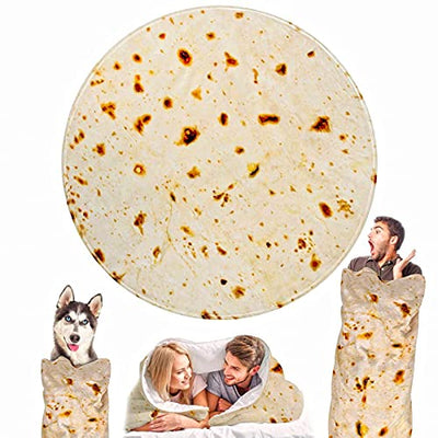 Burrito Tortilla Blanket Double Sided 80 inches for Adult and Kids, 280 GSM Cozy Flannel Fabric Novelty Giant Food Throw Blanket for Bed, Couch, Travel, Picnic and Beach
