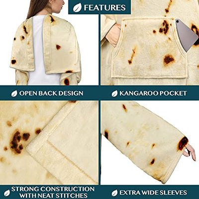 PAVILIA Premium Fleece Blanket with Sleeves for Women Men Adult, Wearable Blanket Warm Cozy, Super Soft Sleeved Throw with Arm, Gift for Women Mom Wife (Burrito Beige, Kangaroo Pocket)