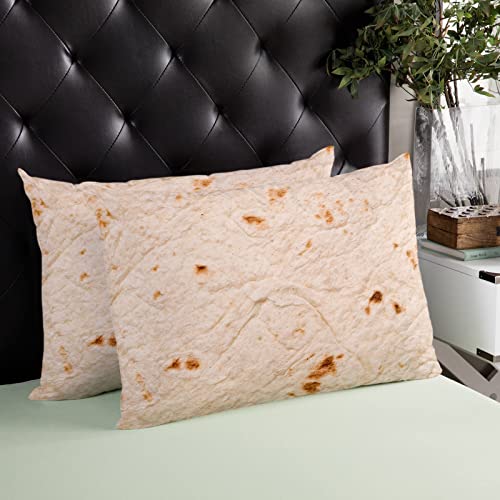 ARTSHOWING Burritos Tortilla Decorative Throw Pillow Covers 12x20inch, Ultra Soft Cool Pillow Cover for Couch Sofa, Double Satin Cushion Pillow - Novelty Food Burrito