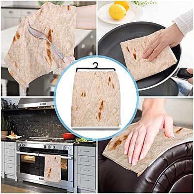 Super Absorbent and Lint Free Kitchen Towels Tortilla Thin Armenian Lavash White Bread Baked Cereal 4PCS Reusable Cleaning Cloths, Soft Tea Towels, Table Cleaning Cloths, Dish Towels for Drying Dishes