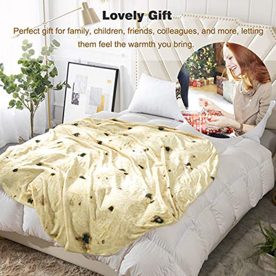 Burritos Tortilla Blanket 2.0 Double Sided, 71” Giant Blanket Adult Size, Round Novelty Food Blanket, Funny Blankets, Soft Flannel Blanket for Indoors, Outdoors, Travel, Home