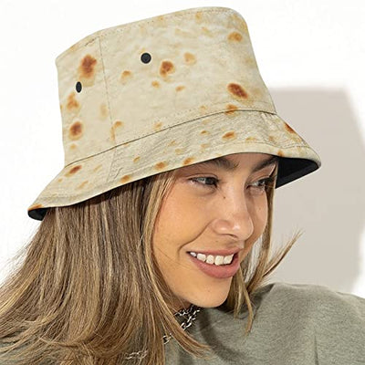Burritos Tortilla Bucket Hat, Funny Realistic Food Fisherman Cap for Women Men, Unisex Packable Beach Sun Hat for Vacation Travel Outdoor