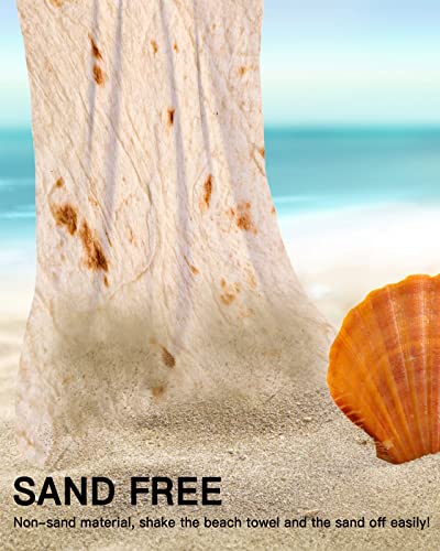 Oversize Beach Towel Clearance Towels Burritos Tortilla Extra Large 63" L x 31" W, Cool Travel Pool Towel, Gift for Women Men Mom Dad Best Friends, Novelty Food Burrito