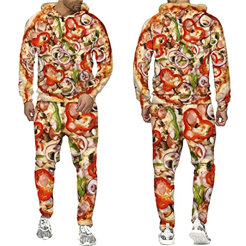 Bqxxdeo Spring Autumn Tortilla Pizza 3D Printed Funny Sweatshirts Pants Sets Sportswear 19549 M