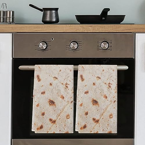 Burrito Kitchen Towels, Absorbent Microfiber Hand Towels for Kitchen Bathroom Bar Decorative Giant Flour Tortilla Ultra Soft Resuable Cleaning Cloths Washable Fast Drying