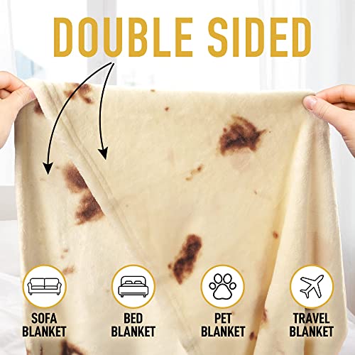 Zulay (60-80 inches) Giant Double Sided Tortilla Blanket - Novelty Big Tortilla Blanket for Adult and Kids - Premium Soft Flannel Round Tortilla Blanket for Indoors, Outdoors, Travel, Home and More