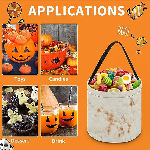 Giant Flour Tortilla Taco Halloween Bucket Trick Or Treat Tote Candy Basket for Kids Halloween Party Home Decorations