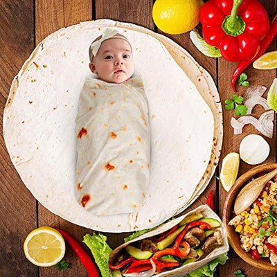 Burrito Swaddle Blanket for Baby,Tortilla Wrap Blanket with Hat,Super Soft,Great Gift for Baby Shower by Safe(Round,Yellow,35inch)